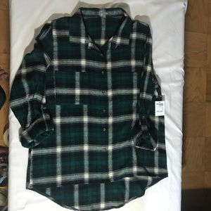 Charlotte Russe green plaid flannel XL